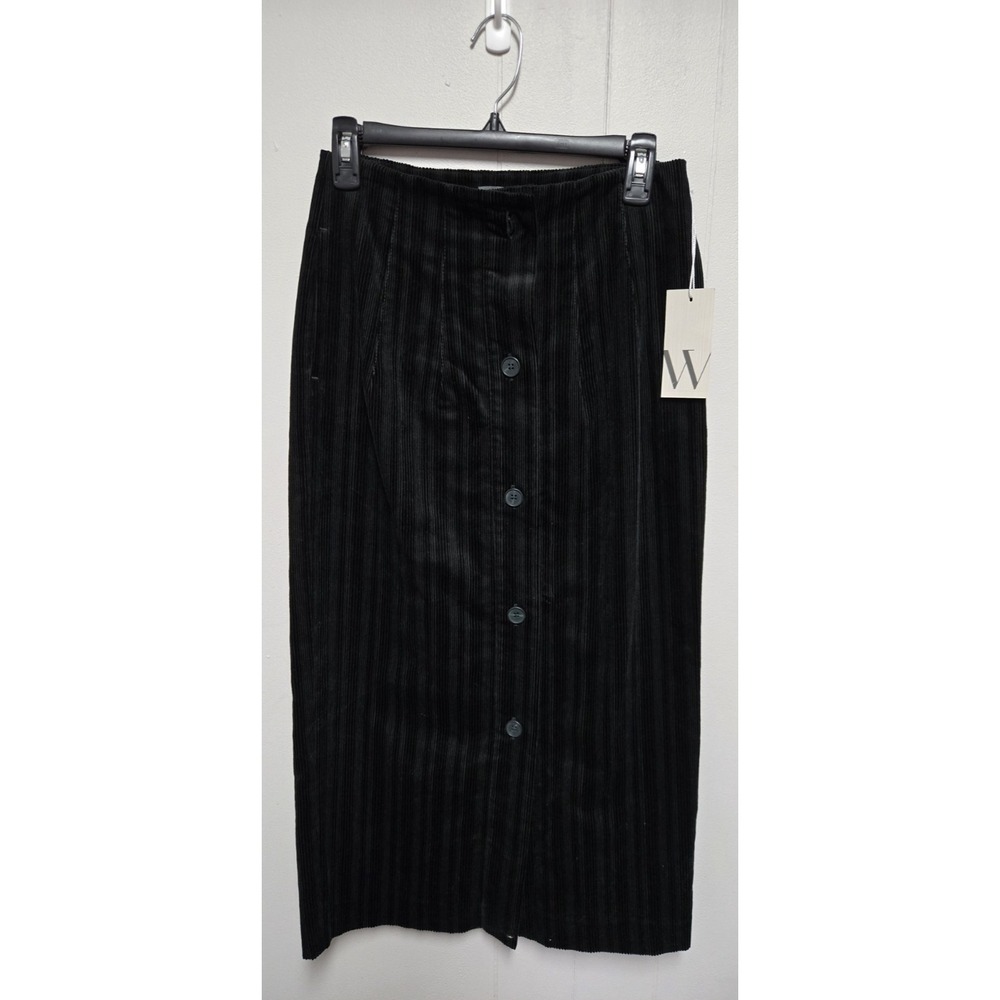 Worthington Skirt Front Button With Pockets Black Corduroy Inner Lining